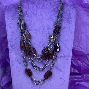 Cookie Lee Gold and Amber  Necklace 4 Layers Designer